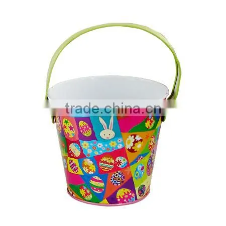 Small Metal Tin Bucket With Handle for Easter