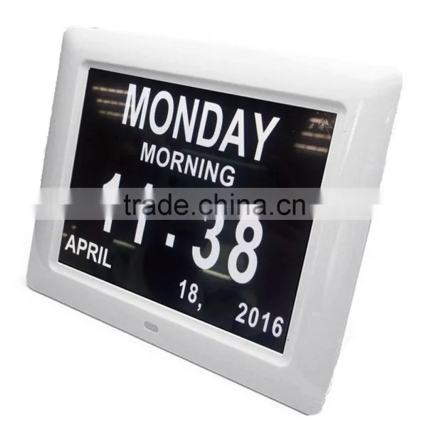 Extra-Large Memory Loss Digital Calendar Day Clock 7 Inch 8 Inch 10 Inch Photo Lcd Frame Auto Dim Brightness
