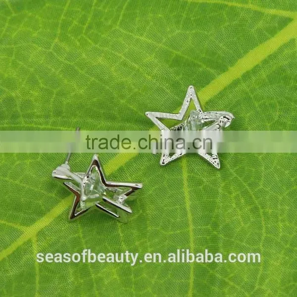 Decorative Ear Stud Metal Silver Star Fashionable Design Ear Studs photo-4
