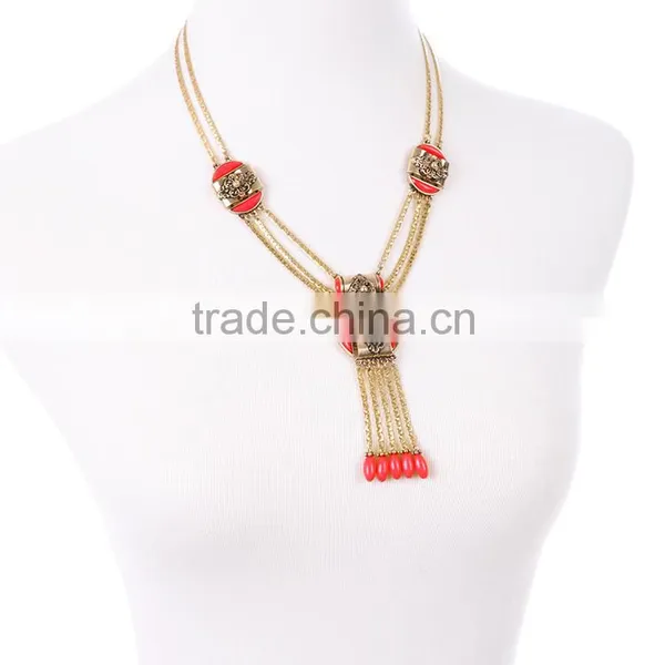 Cheap Wholesale Jewelry 2016 Latest Design Red Bead Pendant Necklace photo-4