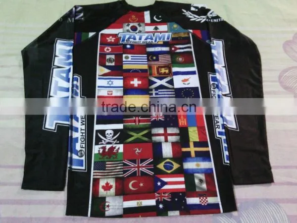 Whole Sale Mma Sublimation Rash Guards Custom Logo Printed Mma Rash Guard