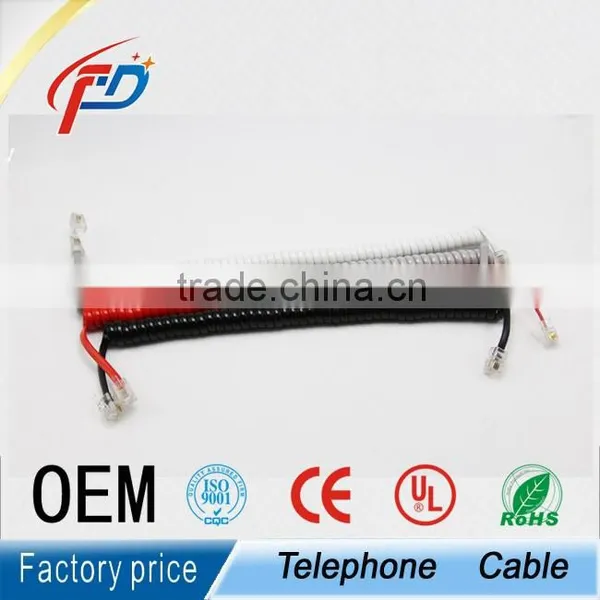 Indoor Curly Flat Telephone Cable With Rj11 Plugs 1M 1.5m 2m photo-4