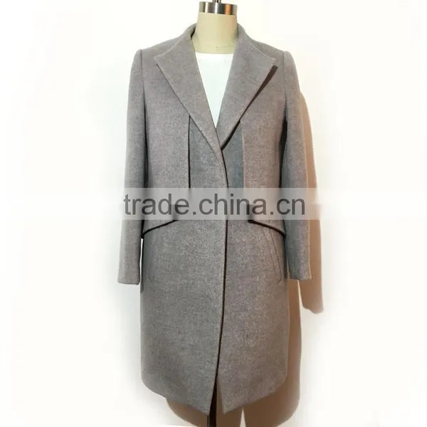 2016AW Woolen Garment Customized Woman's Fashion Long Coats Slim Fit