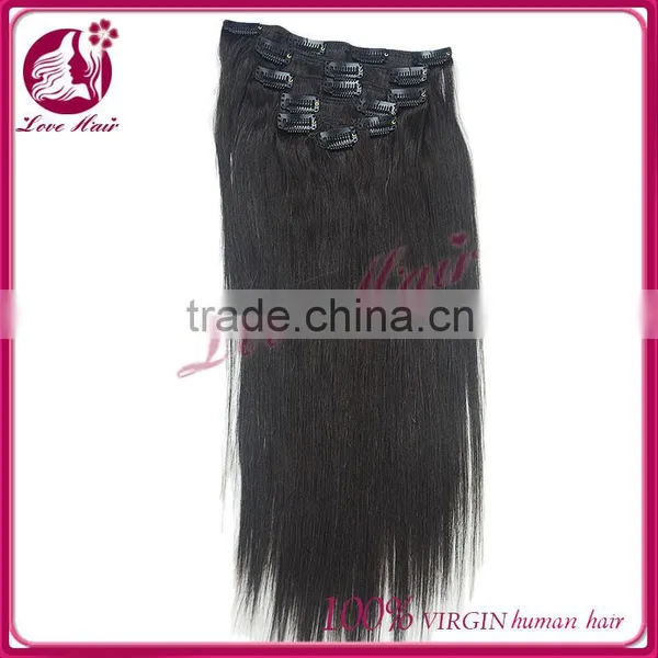 Highest Feedback Wholesale In Stock Straight Unprocessed 100% Chinese Hair Clips Hair Extensions photo-2