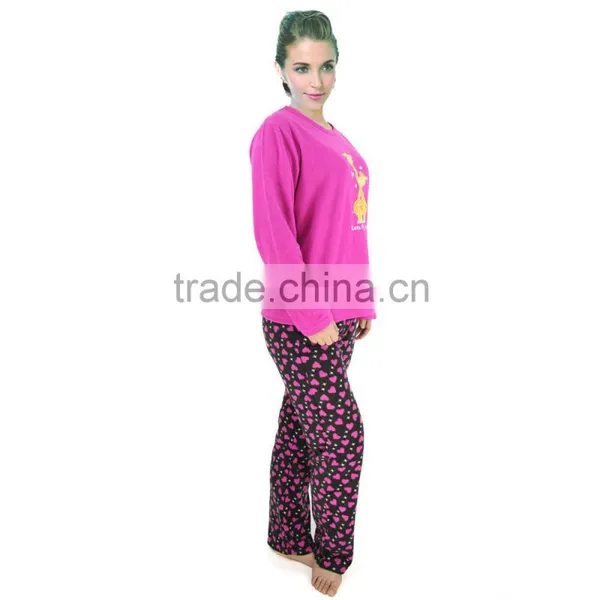 Kevince Women Polar Fleece Pyjamas Set Fusia Deer 1000pcs up OEM Factory Directly photo-2
