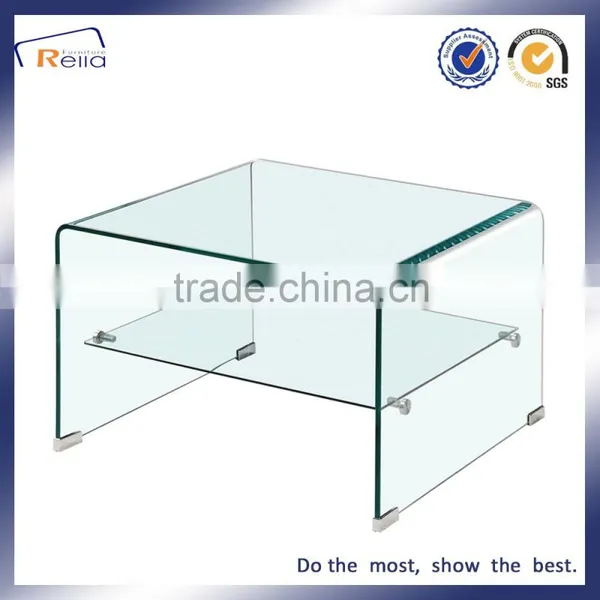 HOT BENDING SQUARE ART TEMPERED GLASS COFFEE TABLE DOUBLE LAYER GLASS FUNKY CLASSIC TABLE photo-3
