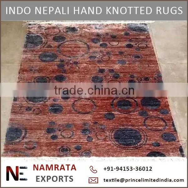Hand Knotted Indo Nepali Carpet Made With Wool & Silk