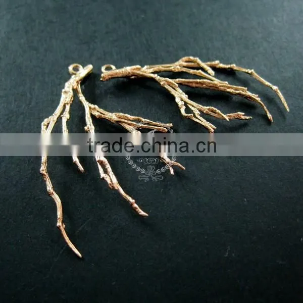 25x43mm 14K Light Gold Tree Branch Bamboo Root Pendant Charm DIY Jewlery Supplies 1850211 photo-3