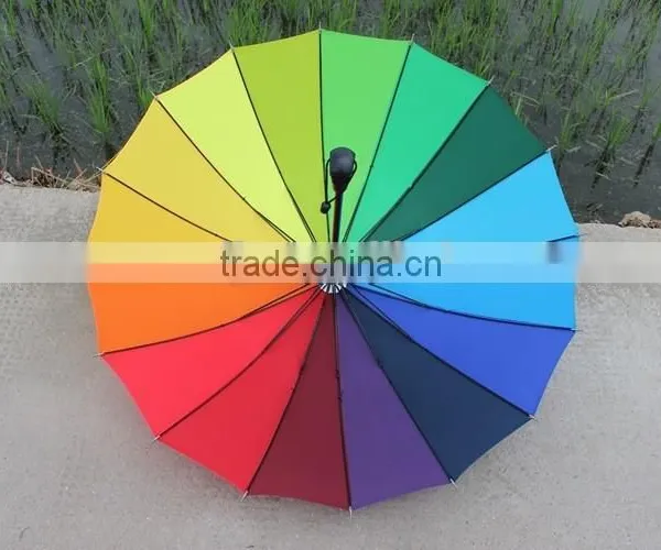 Yiwu Straight and Super Strong Rainbow Umbrella With Nylon Material Umbrella for Adult,rainbow Colorful Umbrella photo-2