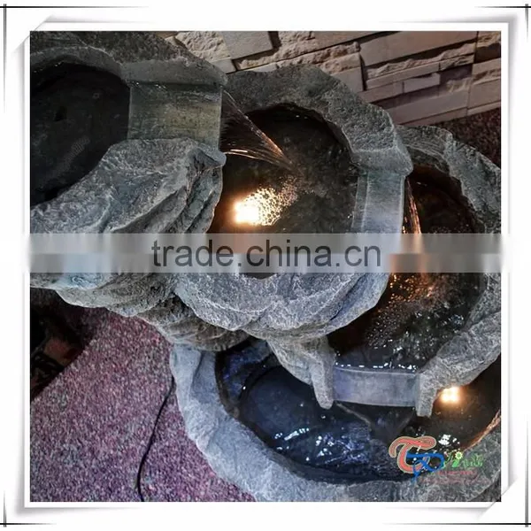 Fiberglass Four-Level Rock Stone Waterfall Patio Fountain photo-3