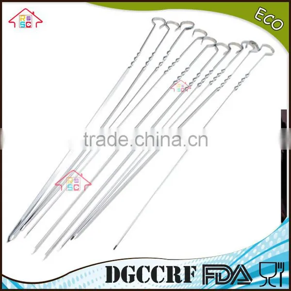 NBRSC 10PCS BBQ Barbecue Skewers Needle Utensil Fork Stainless Steel Kebab Kabob Skewers, 39cm Ring-Tip Handle photo-5