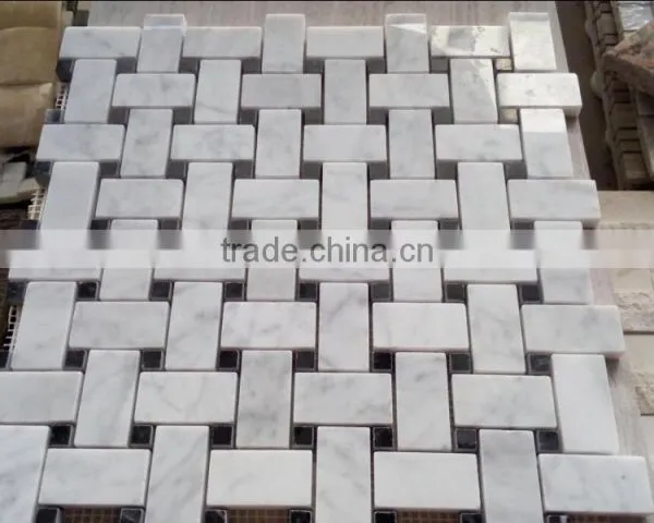 Basketweave Mosaic Tiles Bianco Carrara Mosaic Tile Carrara Marble Mosaic photo-4