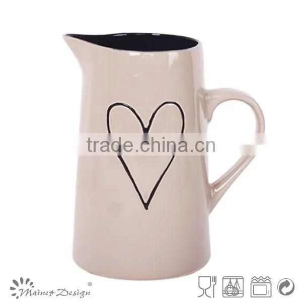 Delicate Emboss Crockery Stoneware Houseware Heart Pattern Pitcher photo-4