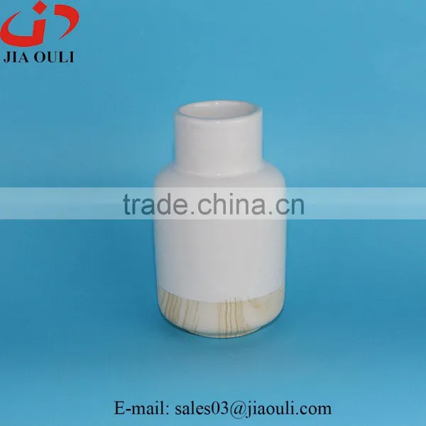 NEW Design Wood Grain White Ceramic Vase photo-5