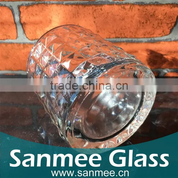Hot Selling Diamond Pattern Glass Candle Holder photo-3