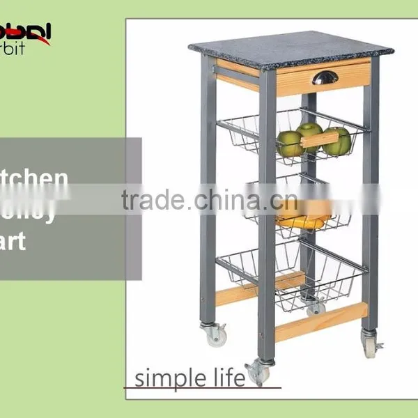 Home Furniture Wooden Dining Utility Cart Table Kitchen Trolley photo-4