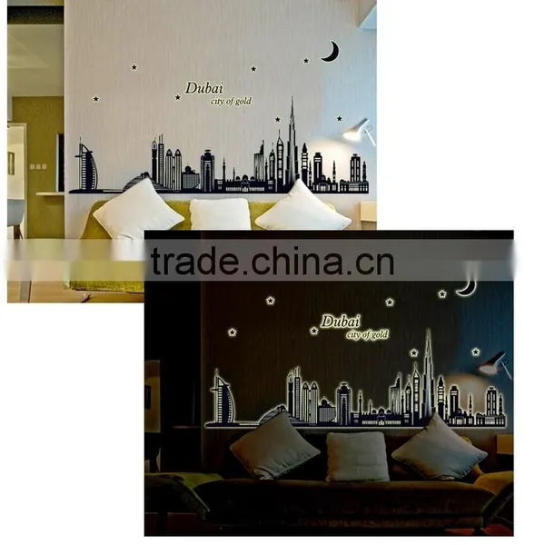 Fashion Decorative DIY Wall Sticker , Dubai's Silhouette Noctilucent Stick Sitting Room Wall Stickers TV Setting Post photo-2