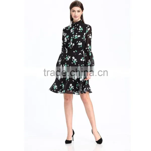 2017 Domin Fashion Printing Chiffon Fabric Dresses Online photo-3