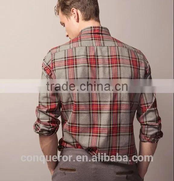 New Design Small Checked Blends Cotton Men Shirt SL0078 photo-2