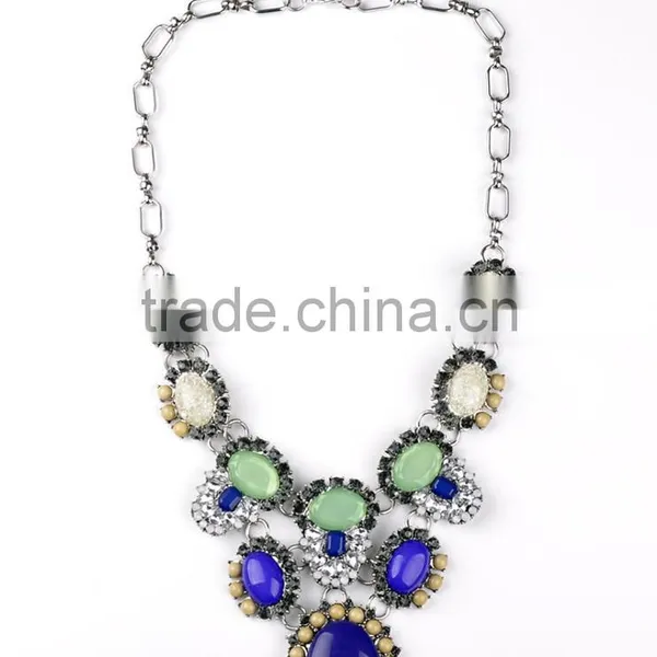 Multicolor Big Resin Gems Women Statement Necklace Jewelry Wholesale photo-5