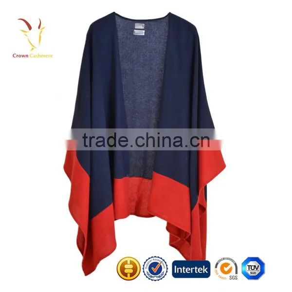 Color Block Knitted Wool Ponchos,Women Wraps Ponchos photo-2