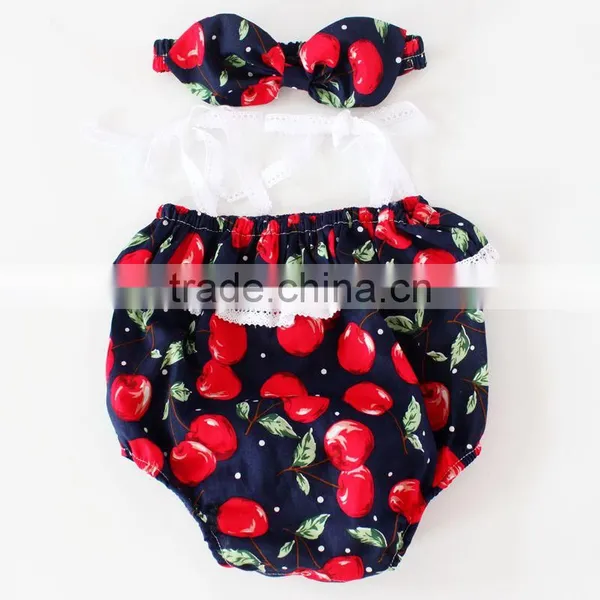 ShiJ Baby Outfits Set Cotton Boutique Trendy Cherry Girls Romper photo-2