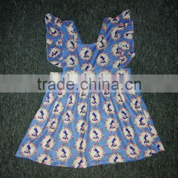 2017 Easter Day Design Flutter Sleeve Icing Ruffle Raglan Baby Dress Girls