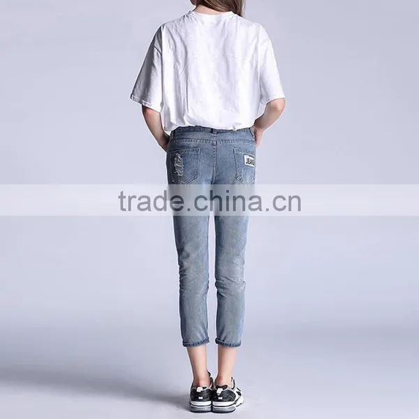 New Arrival Plus Size Ripped Denim Jeans for Womens photo-5