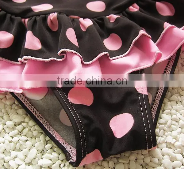 Baby Girls Summer Child Swimwear 2pcs Polka Dots Halter Seaside Swimsuit/Little Girls Swimsuits photo-5