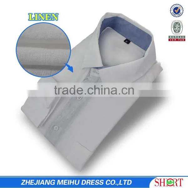 2017 New Design Long Sleeve Contrast Color Linen Shirts photo-3