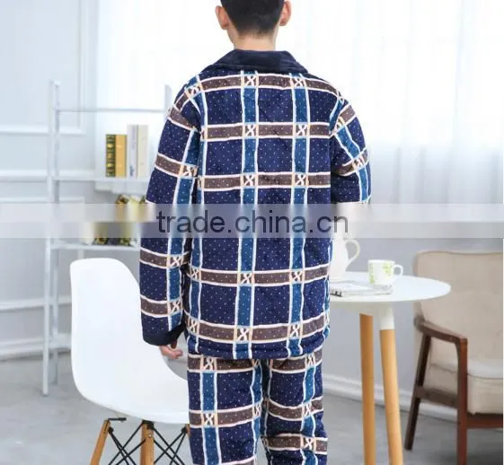 100% Polyester Warm Men Pajamas High Quality With Button photo-2