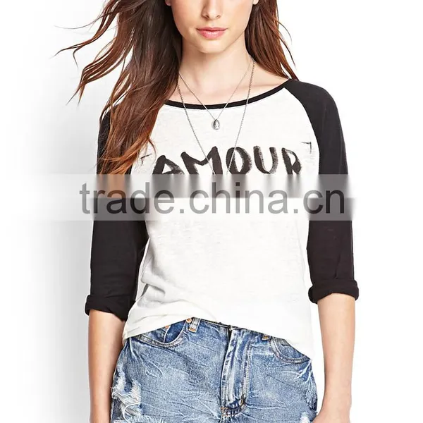OEM Production Long Sleeve Pima Cotton t Shirt Wholesale Custom Printed t Shirt for Woman