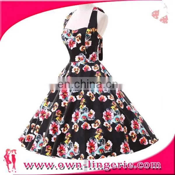 Wholesale Rockabillie Dress Blue Evening Dresses For Middle Aged Women Fashion Dress Vintage Rockabilly photo-2