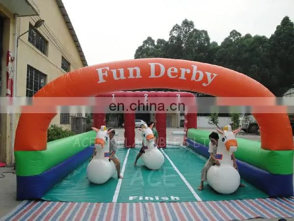 High Quality 3 Lane Inflatable Horse Racing,Outdoor Sport Games Inflatable Fun Derby for Kids photo-3