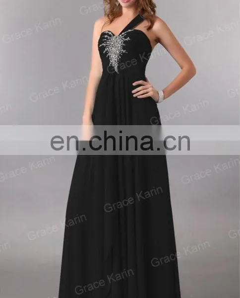 2015 New Arrivals Embroidery Beaded Elegant Black One Shoulder Designer Evening Dresses CL3120-1 photo-3