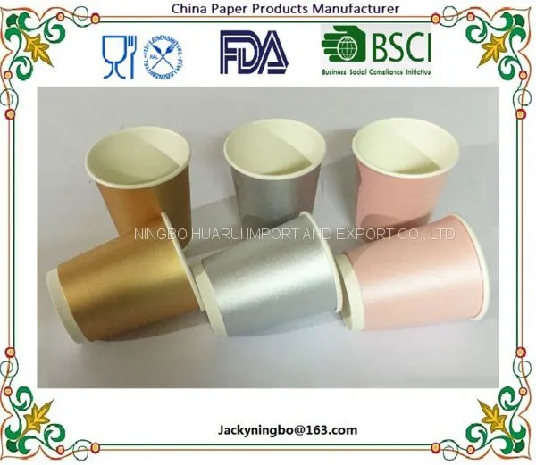 Foil Gold/Silver/Pink Paper Cups Birthday Party Drinking Decor Tableware Disposable Wedding Supplies
