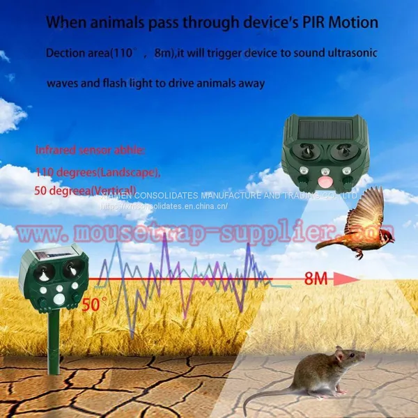 Outdoor Garden Yard Solar Powered Ultrasonic Bird Animal Induction Repeller With LED Light photo-4