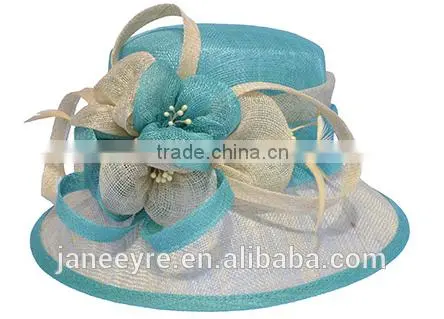 Elegant Plain Sinamay Hat Feather Wedding Party Hat photo-2