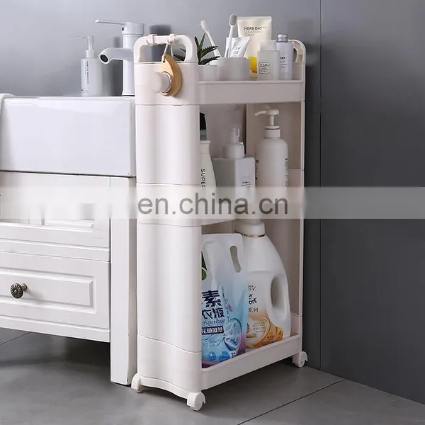 Slim Space Saving Kitchen Accessories Assemble Type Foldable Slide Plastic Kitchen Storage Racks Trolley Organizer photo-3