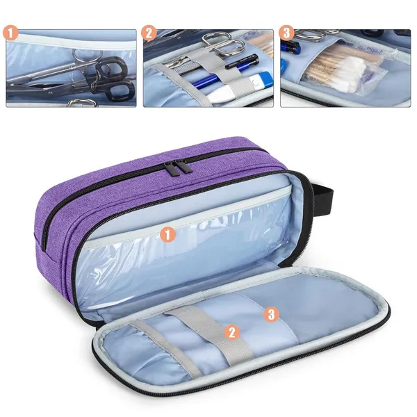 Stethoscope Portable Case Accommodate BP Cuffs or 2 Stethoscopes, Compatible With 3M Littmann/ADC/MDF, Medical Case With Extra Pocket for Nurse Accessories, Essentials for Nurses, Doctors, Purple photo-4