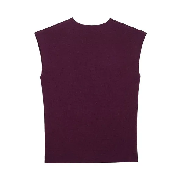 Spring and Summer New Style European-Inspired Women's Fashion Casual Golden Accented Knitted Sleeveless Top photo-2