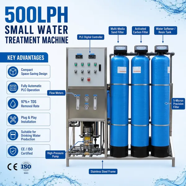 Factory Direct Stainless Steel 1000LPH Automatic Industrial RO Water Treatment System for Borehole Well Drinking Water Plant