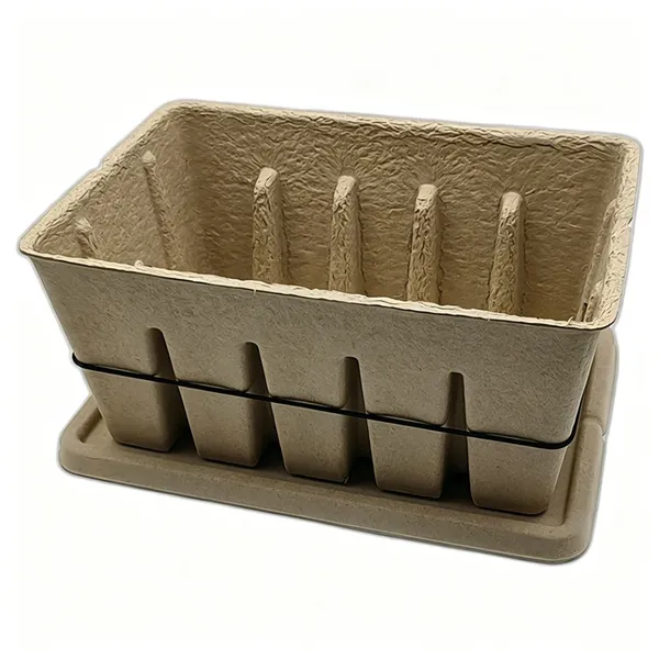 Boîte de rangement écologique en pulpe moulée avec couvercle, boîte organisatrice en pulpe de papier recyclé, empilable