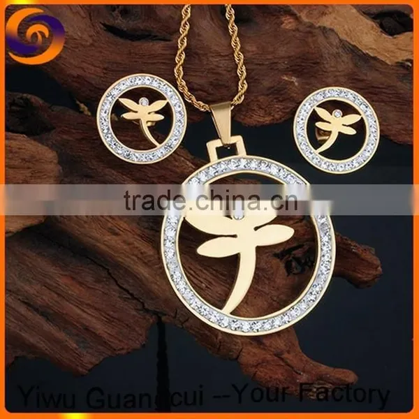 Stainless Steel Dragonfly Fashion Jewelry Set 2015