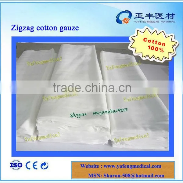 2015 New Absorbent Hemostatic Zig Zag Cotton Gauze
