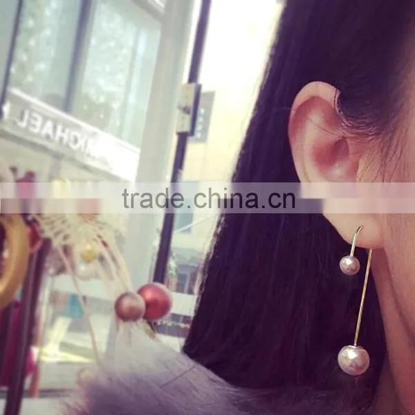 UMODE Gorgeous Long Double Pearl Gold Plated Earrings Elegant Fashion Bijoux Jewelry photo-2