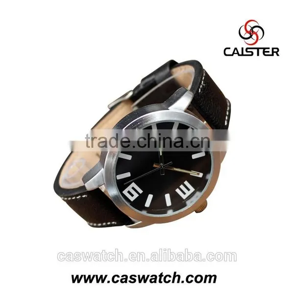 2016 Classic Simple Design Men's Watch With Large Face, Black Face Leather Watch, Sports Style Quality Water Resistant Watch photo-3
