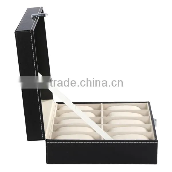 New HOMDOX Synthetic Leather Glass Window 10 Slots Watch Storage Display Box Jewelry Case Black OS004749 photo-3