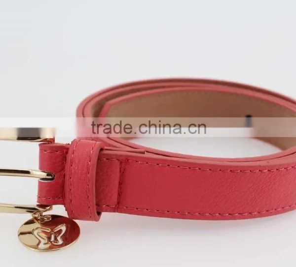 2015 Fashion Pink PU Leather Women Jeans Belt With Gold Buckles in YiWu photo-4
