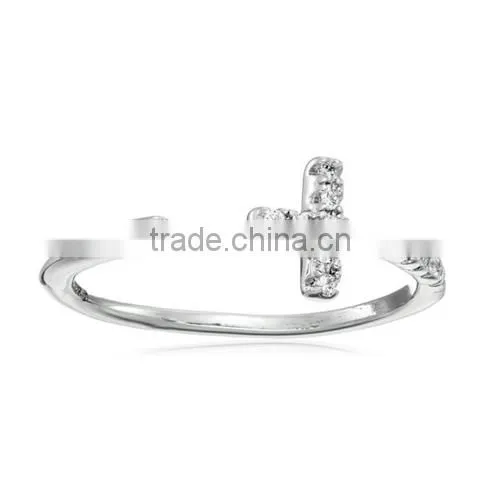 Cubic Zirconia Style Sterling Silver Cross Ring